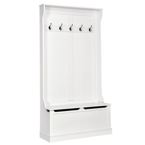 Tangkula 3-in-1 Entryway Hall Tree Storage Bench w/ Coat Racks & Shoe Bench & Cabinet - 1 of 4