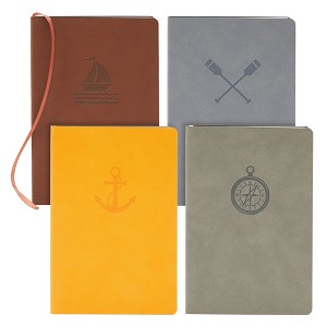 Paper Junkie 4 Pack A5 Lined Faux Leather Journal Nautical, Lay-Flat Notebooks for Men, 96 Sheets/192 Pages (4 Colors) - 1 of 4