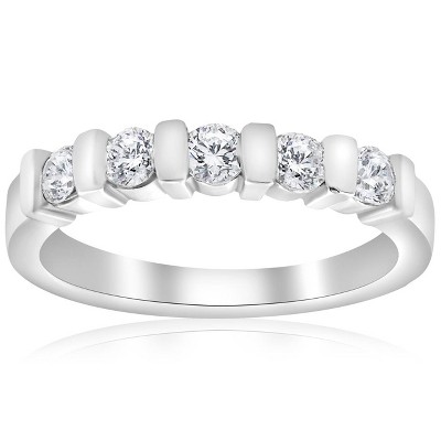 Pompeii3 1/2ct 5-stone Diamond Anniversary Wedding Ring 14k White Gold ...