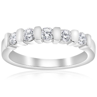 Pompeii3 1/2ct 5-Stone Diamond Anniversary Wedding Ring 14K White Gold