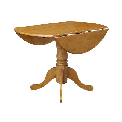 Contemporary 44.5" Round Oak Wood Extendable Dining Table