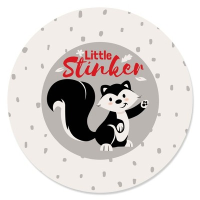 Big Dot of Happiness Little Stinker - Woodland Skunk Baby Shower or Birthday Party Circle Sticker Labels - 24 Count