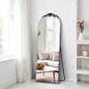 Wooden Carved Full-Length Mirror: 64.35x23.4", Vintage Black, Right Angled Arch, Bracket Attached - 2 of 4