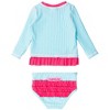 RuffleButts Girls UPF50+ Seersucker Long Sleeve Rash Guard Bikini - 2 of 4