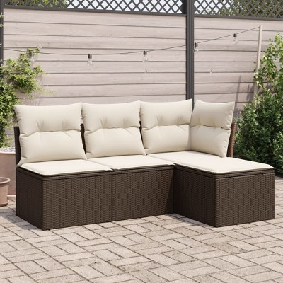 vidaXL Garden Sofa Set  PE Rattan, Powder-coated Steel