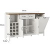 Coffee Bar & Buffet with Wine Racks, Hidden-Trash Multi-Functional Cabinet, Rustic White - 2 of 4
