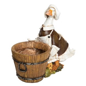 Transpac Resin 9.5 in. Multicolored Harvest Duck with Barrel Figurine - 1 of 2