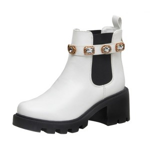 CUSHIONAIRE Women's Julie chelsea boot with Jeweled strap +Memory Foam - 1 of 4