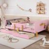 KTMBDW Twin/Full Bed Frame with Guardrail and 2 Drawers Solid Wood Platform Bed Frame for Kids and Teen,Easy Assemble - 3 of 4