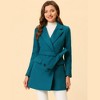 INSPIRE CHIC Women's Notch Lapel Double Breasted Belted Mid Long Outwear Winter Coat - 2 of 4