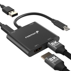 Fosmon USB C Hub, USB C to Dual HDMI Adapter 4k@30Hz, HDMI Splitter, PD 3.0 Charging Port Up to 100W Compatible with Thunderbolt - 1 of 4