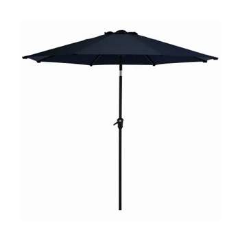 Four Seasons Courtyard Rockland 9 Foot Market Patio Table Umbrella with Aluminum Pole for Outdoor Space, Garden, Deck, and Porch, Navy Blue