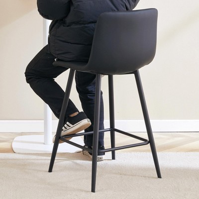 Vynxaria Modern Black PU  Chair Set - 2 Pieces with Ergonomic Design & Metal Legs