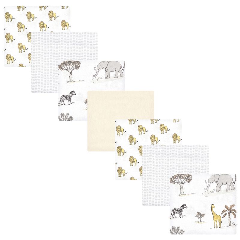 Hudson Baby Cotton Flannel Receiving Blankets Bundle, Neutral Safari World, One Size, 1 of 7
