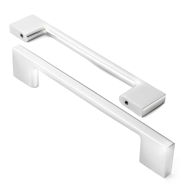 Cauldham Solid Kitchen Cabinet Pulls Handles (5" Hole Centers) - Modern Thin Profile Drawer/Door Hardware - Style M255 - Polished Chrome, 2 of 6