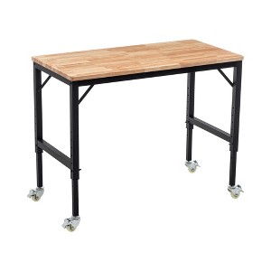 Metal+Wood Heavy-Duty Adjustable Workbench with Wheels and High Weight Capacity - 1 of 4
