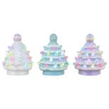 Mr. Cottontail Miniature Ceramic LED Easter Trees, Set of 3