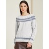 Allegra K Women's Winter Fall Long Sleeve Crew Neck Vintage Pullover Sweater Tops - 2 of 4