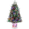 Acekool 3FT Prelit Snow Flocked Artificial Tree, 78 LED 8-Mode Battery Mini White Tree, Indoor Outdoor - 2 of 4