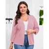 YESFASHION Womens Plus Size Summer Cardigan 3/4 Length Sleeve Sweaters Lightweight Casual Knitted Open Front Cardigans - 3 of 4