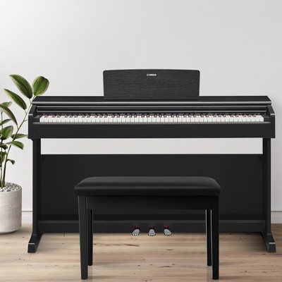 Elegant Solid Wood and Black PU Leather Double Duet Piano Bench with Storage