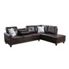 DOMETOUR 3-Piece Sofa Set L Shaped Sofa Brown Faux Leather Synthetic Leather (Sofa+Chaise+Ottoman) - 3 of 4