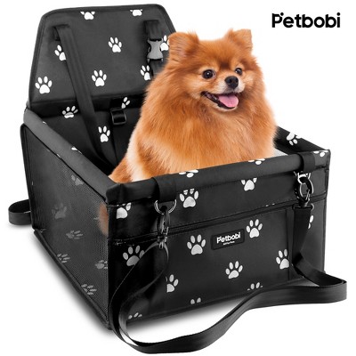 Petbobi Dog Car Booster Seat Pet Bag Portable and Breathable dog travel bag with Seat Belt with Clip on Leash and Storage Pocket, Black