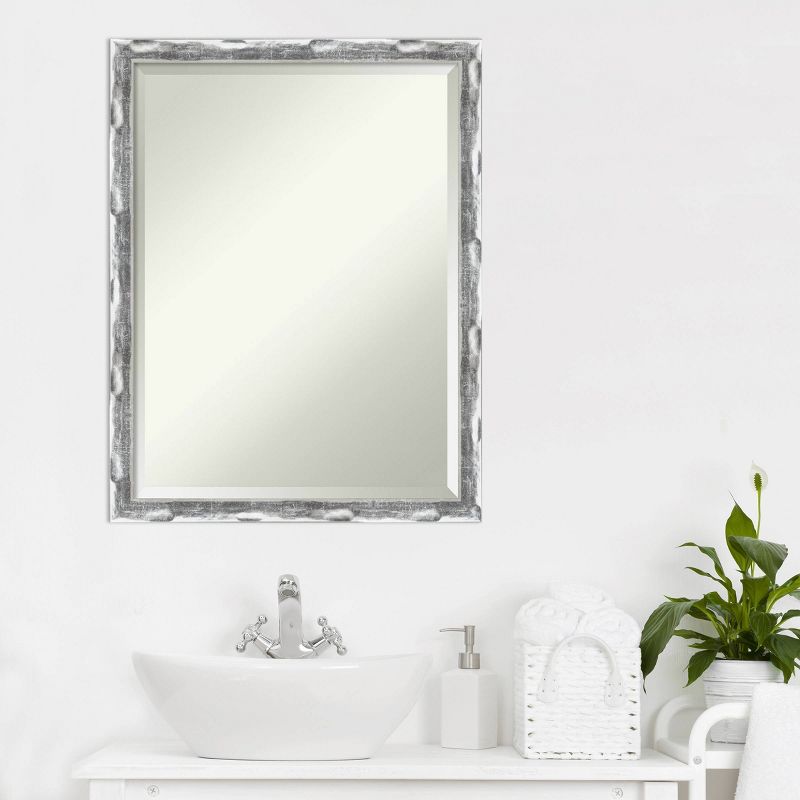 Scratched Wave Framed Bathroom Vanity Wall Mirror Chrome - Amanti Art, 5 of 7