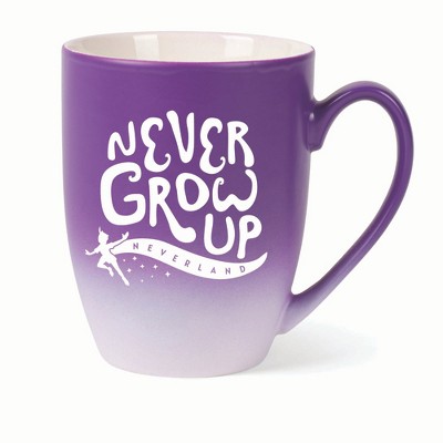 Elanze Designs Never Grow Up Neverland Two Toned Ombre Matte 10 ounce New Bone China Coffee Tea Cup Mug, Purple and White
