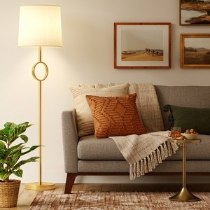 Metal Ring Floor Lamp Brass (Includes LED Light Bulb) - Threshold™: Modern Standing Illumination, UL Listed - 1 of 4