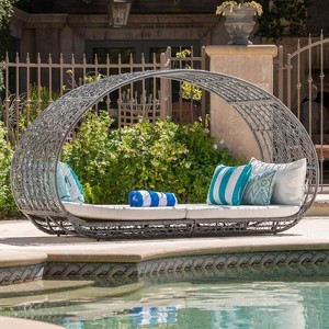 Outside Annisa Chat Set Loveseat and Coffee Tables with 2 Club Chairs-Christopher Knight Home - 1 of 4