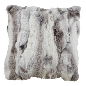 Saro Lifestyle Poly Filled Rabbit Fur Throw Pillow - 1 of 3