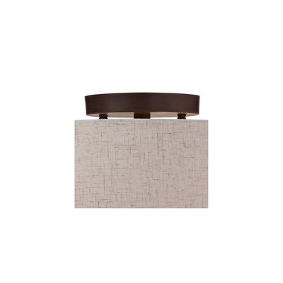 Sylvan 15" Bronze Semi-Flush Mount with Off-White Drum Shade