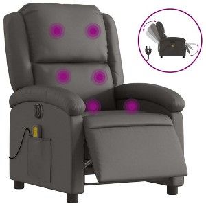 vidaXL Electric Massage Recliner Chair Gray Real Leather - 1 of 4