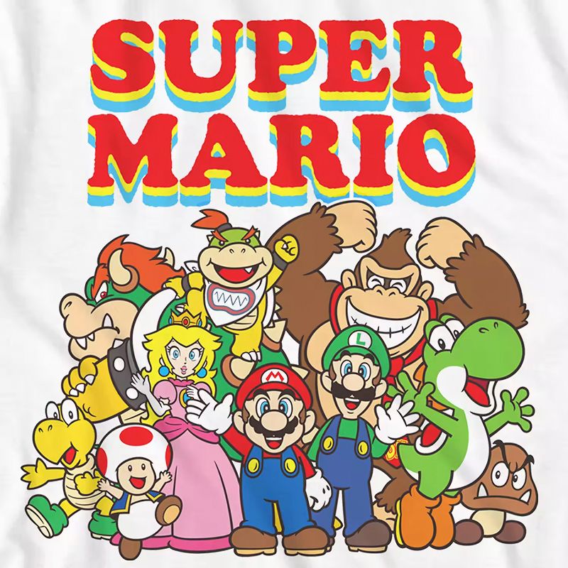 Super Mario Men's Classic Character Group Adult Graphic Print T-Shirt, 2 of 4