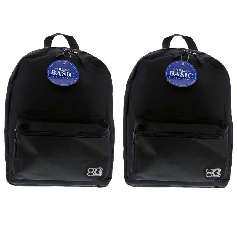 BAZIC Products® Basic Backpack, 16", Black, Pack of 2, 1 of 7