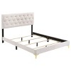 Sapphtopaz Modern Queen Size Bed Frame with Gold Bars Tufted Upholstered Headboard Wooden Panel Bed with Metal Leg for Bedroom,No Box Spring Needed - 2 of 4