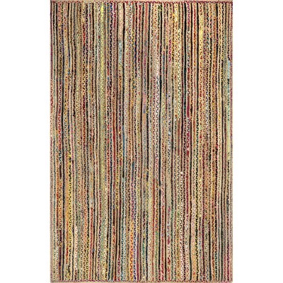 Handmade Multicolor Braided Cotton Jute 5' x 8' Area Rug