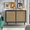 Allen Mid-Century Modern Buffet Black/Natural - Angelo:Home: Rattan Sliding Doors, Tapered Legs - image 2 of 4