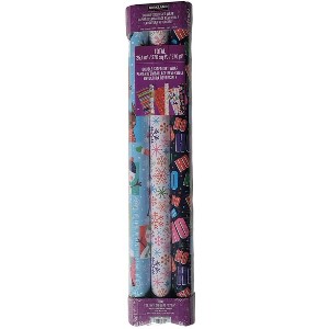 Kirkland Double-Sided Gift Wrap 3 Rolls Christmas Wrap 270 sq ft Blue/White/Navy - 1 of 3