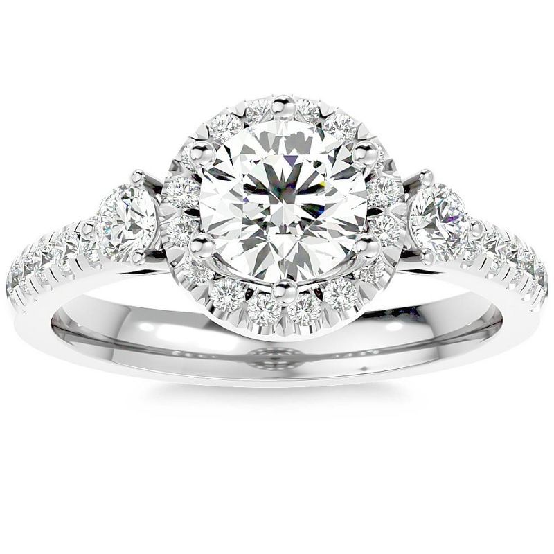 Pompeii3 1 1/2Ct Moissanite & Diamond Engagement Ring in White, Yellow, or Rose Gold, 1 of 6