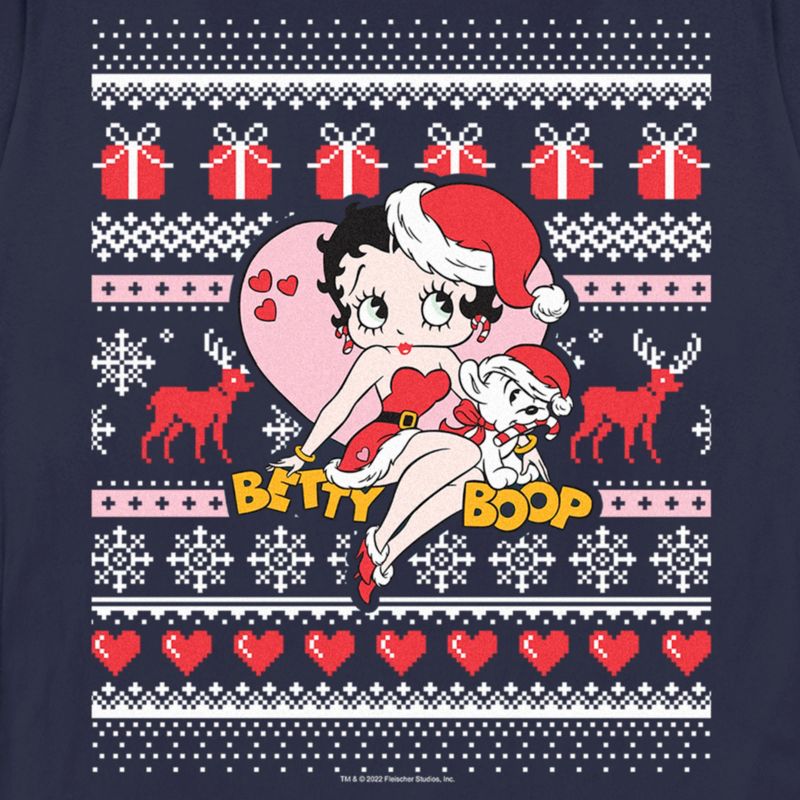 Women's Betty Boop Christmas Ugly Sweater Print T-Shirt, 2 of 5
