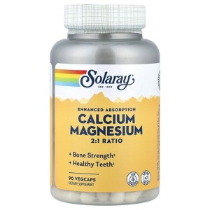 Solaray Enhanced Absorption Calcium Magnesium, 90 VegCaps - 1 of 4