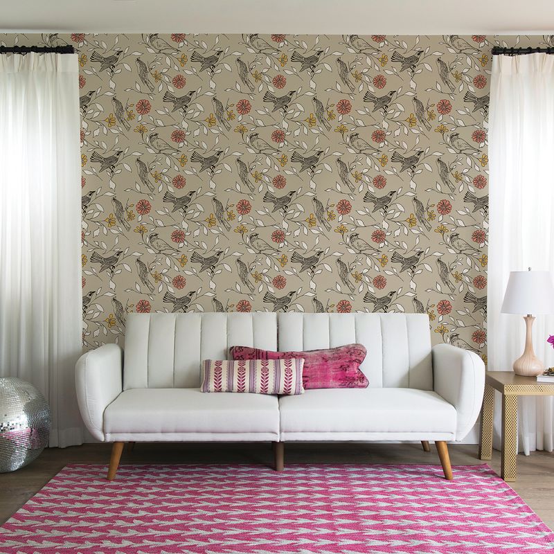 Tempaper Birds Greige Self Adhesive Removable Wallpaper, 3 of 5