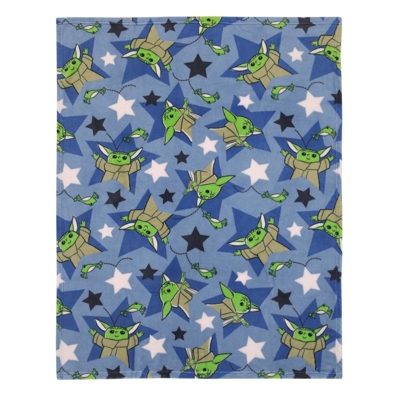 Star Wars The Child Cutest in the Galaxy Blue, Green, and Gray, Grogu, Stars, and Hover Pod Super Soft Toddler Blanket, 2 of 6