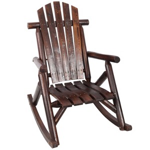 Lyngins Outdoor Nursery Rocking Chair with High Backrest,Glider Rocking Chair,Wood Accent Chair for Bedroom,Living Room,Garden - 1 of 4