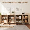 Sideboard Buffet Cabinet, 4 Rattan Doors Accent Storage Cabinet, Console Table Coffee Bar with Power Outlet, - 4 of 4