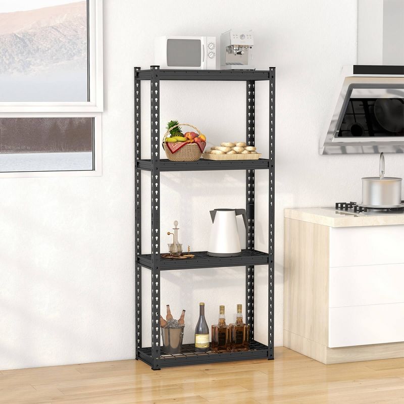 Costway 1/2/3/4 PCS 4-Tier Metal Shelving Unit Heavy Duty Wire Storage Rack with Anti-slip Foot Pads Black, 2 of 11