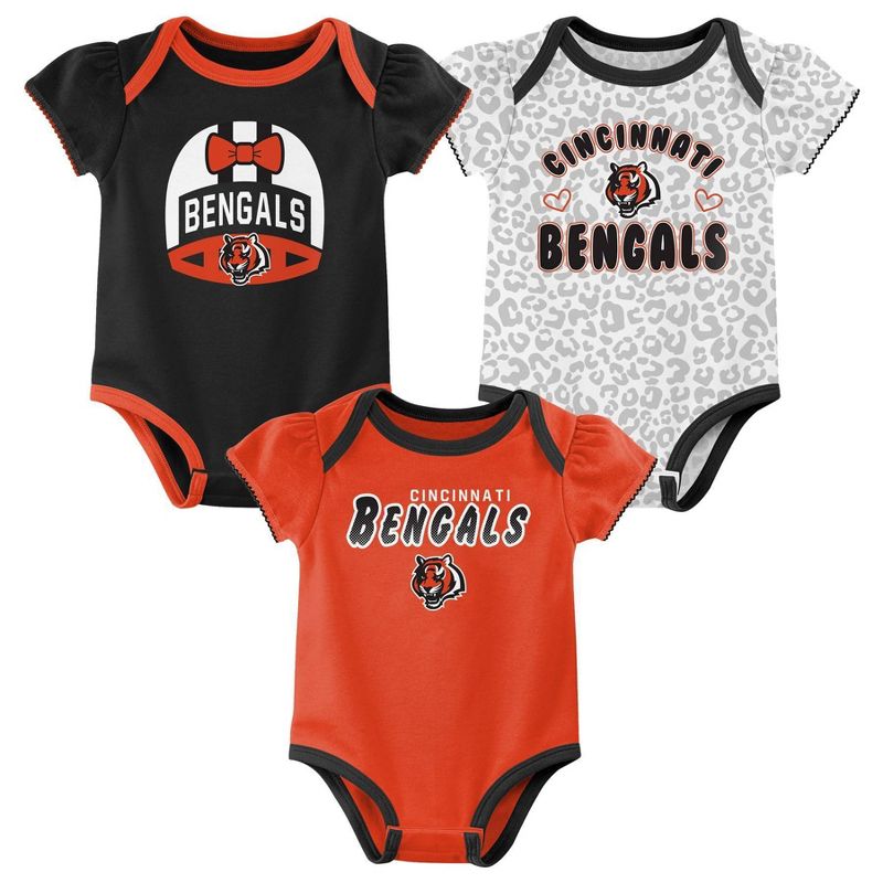 NFL Cincinnati Bengals Baby Girls&#39; Onesies 3pk Set, 1 of 5