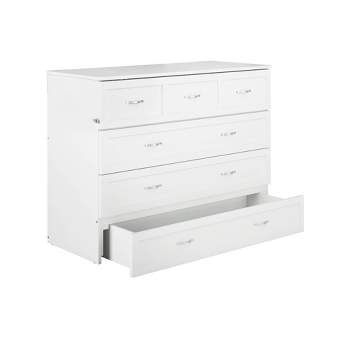 Full Deerfield Murphy Bed Chest USB Turbo Charger White - AFI